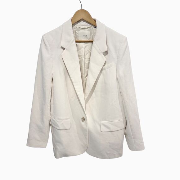 Aritzia Generation Blazer Relaxed Single-breasted Crepe Blazer Medium Ivory - Picture 7 of 7